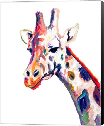 Framed Colorful Giraffe on White Print