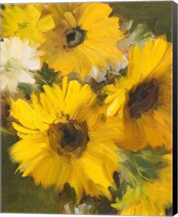 Framed Bright Yellow Sunflowers Print