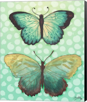 Framed Butterfly Duo in Teal Print