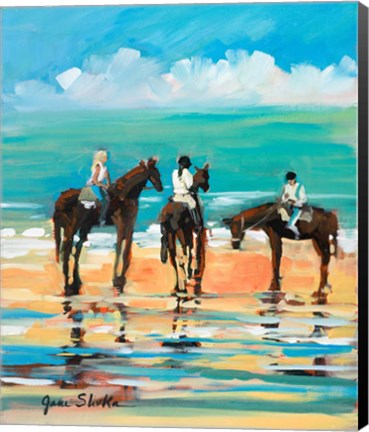 Framed Horses On The Beach Print