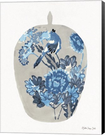 Framed Blue Bird Vase Print