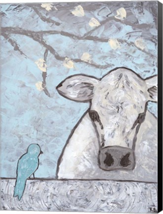 Framed Farm Sketch Cow pen Print