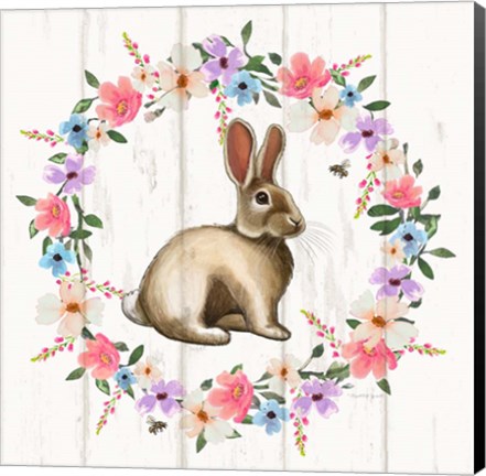 Framed Bunny Wreath Print