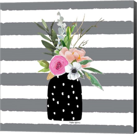 Framed Floral Stripes II Print