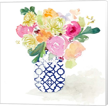 Framed Navy Spring Vase II Print