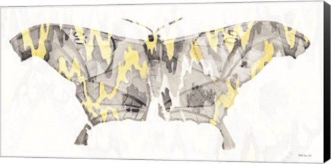 Framed Yellow-Gray Patterned Moth 2 Print