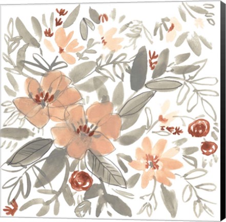 Framed Peach &amp; Rust Blooms I Print