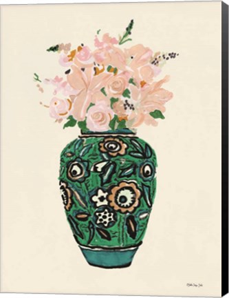 Framed Flower Vase with Pattern II Print