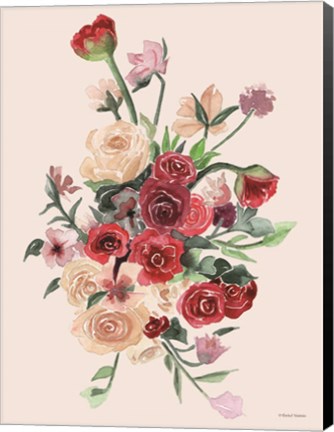 Framed Deep Red Floral Bouquet Print