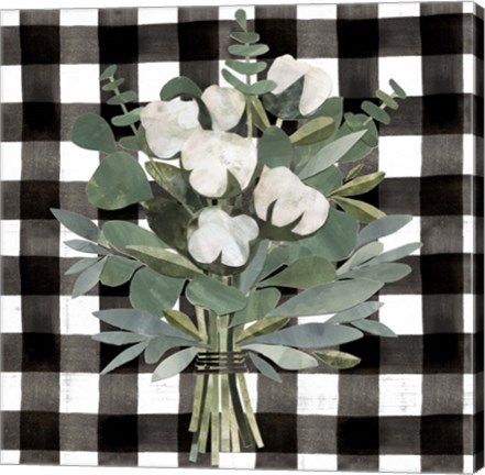 Framed Buffalo Check Cut Paper Bouquet I Print