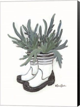 Framed Rain Boot Staghorn Fern Print