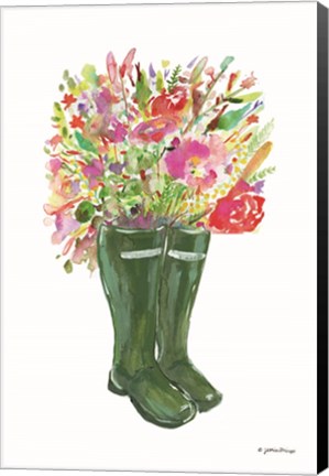 Framed Blooms and Boots Print