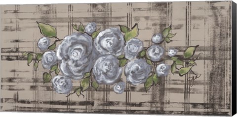 Framed Blue Rose on Plaid Print