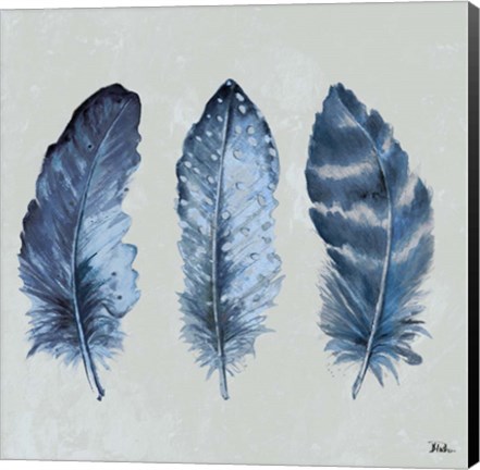 Framed Indigo Feathers I Print