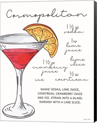 Framed Cosmopolitan Recipe Print