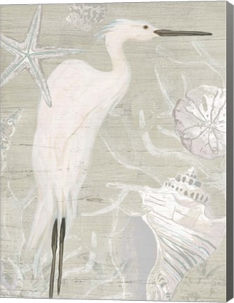 Framed Driftwood Heron I Print