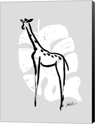 Framed Inked Safari Leaves IV-Giraffe 2 Print