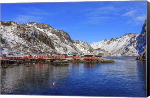 Framed Fishing Village, Norway Print