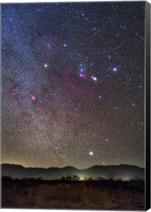 Framed Orion &amp; Sirius Rising Over the Peloncillo Mountains of Southwest New Mexico Print