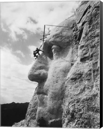 Framed Gutzon Borglum at Mt Rushmore, South Dakota Print