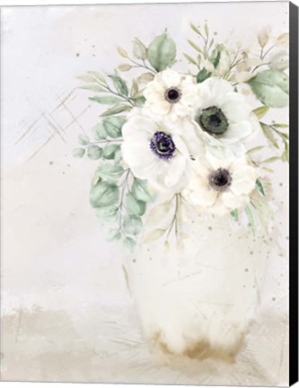 Framed Vase of White 2 Print