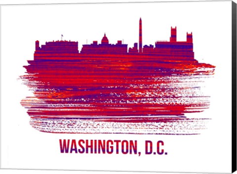 Framed Washington, D.C. Skyline Brush Stroke Red Print