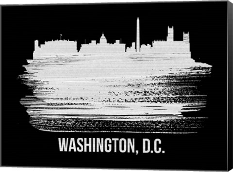 Framed Washington, D.C. Skyline Brush Stroke White Print