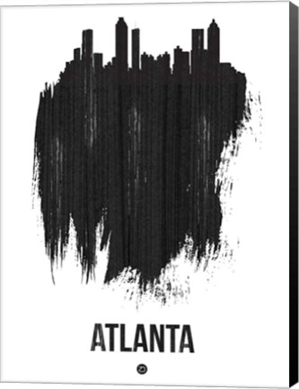 Framed Atlanta Skyline Brush Stroke Black Print