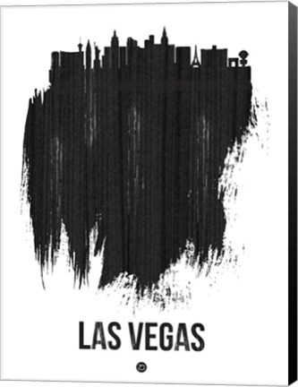 Framed Las Vegas Skyline Brush Stroke Black Print