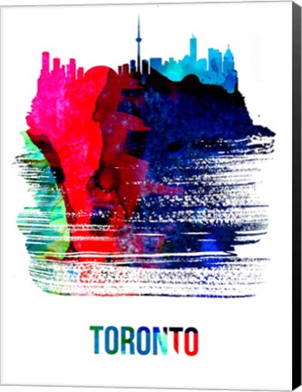 Framed Toronto Skyline Brush Stroke Watercolor Print