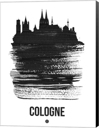 Framed Cologne Skyline Brush Stroke Black Print