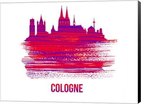 Framed Cologne Skyline Brush Stroke Red Print