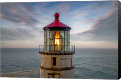 Framed Beacon at Heceta Head Print