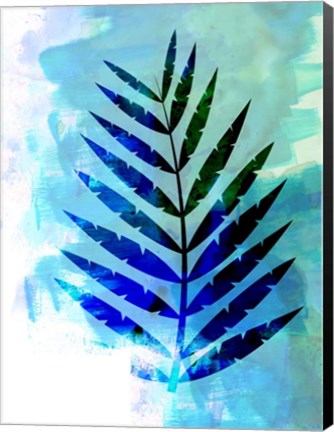 Framed Blue Leaf Watercolor Print