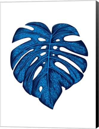 Framed Blue Tropical Leaf Print