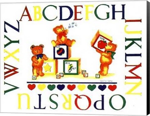 Framed Alphabet Block Bears Print