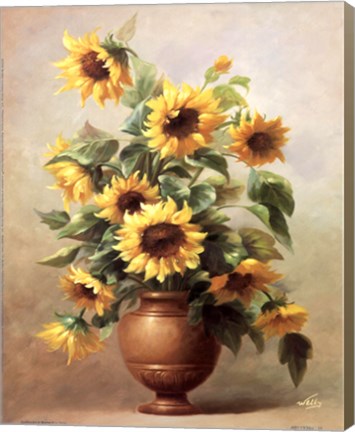 Framed Sunflowers In Bronze II Print