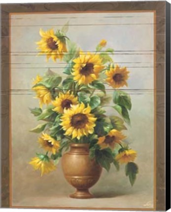 Framed Sunflowers In Bronze II Print