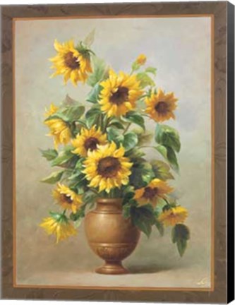 Framed Sunflowers In Bronze II Print