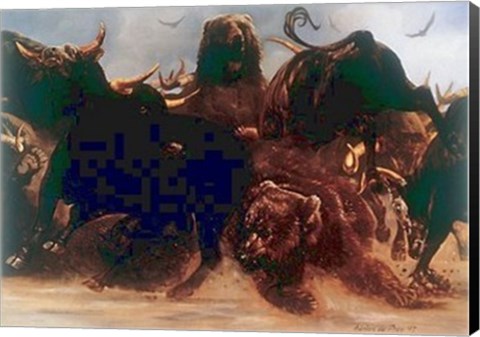 Framed Bear Bull Brawl Print