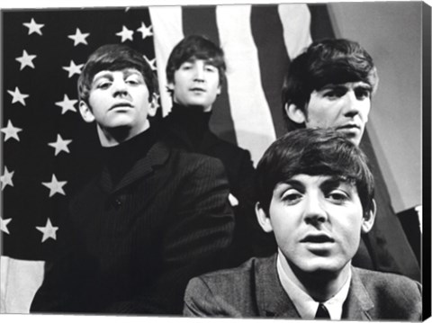 Framed Beatles, American Flag Print