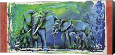 Framed Wild Elephants Print