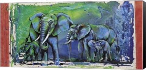 Framed Wild Elephants Print