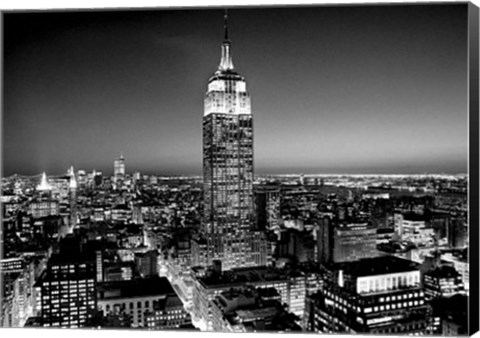 Framed Empire State Building at Night Print