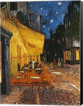 Framed Cafe Terrace on the Place du Forum, Arles, at Night, c.1888 Print