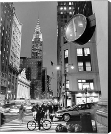 Framed Chrysler Clock, Madison Avenue Print