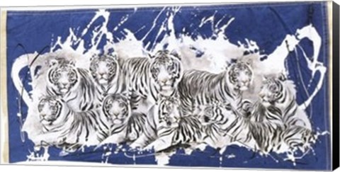 Framed Nine White Tigers Print