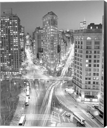 Framed Flatiron Building at Night Print