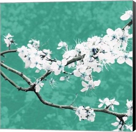 Framed Blossom in Green Print