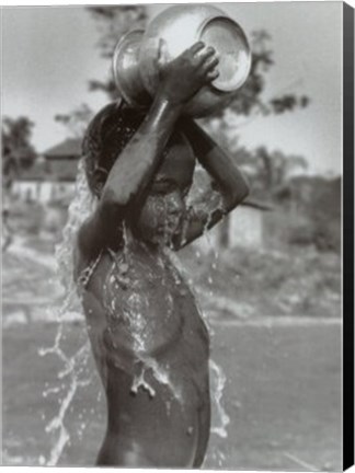 Framed Burmese Boy-Bathing Print